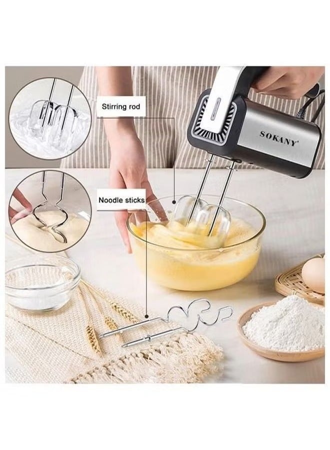 sokany 5 Speed Hand Mixer,800W Electric Whisk,Professional Handheld Mixer for Baking,Egg Beater,Includes Stainless Steel Beaters and Dough Hooks, CX-6651 - Image 4