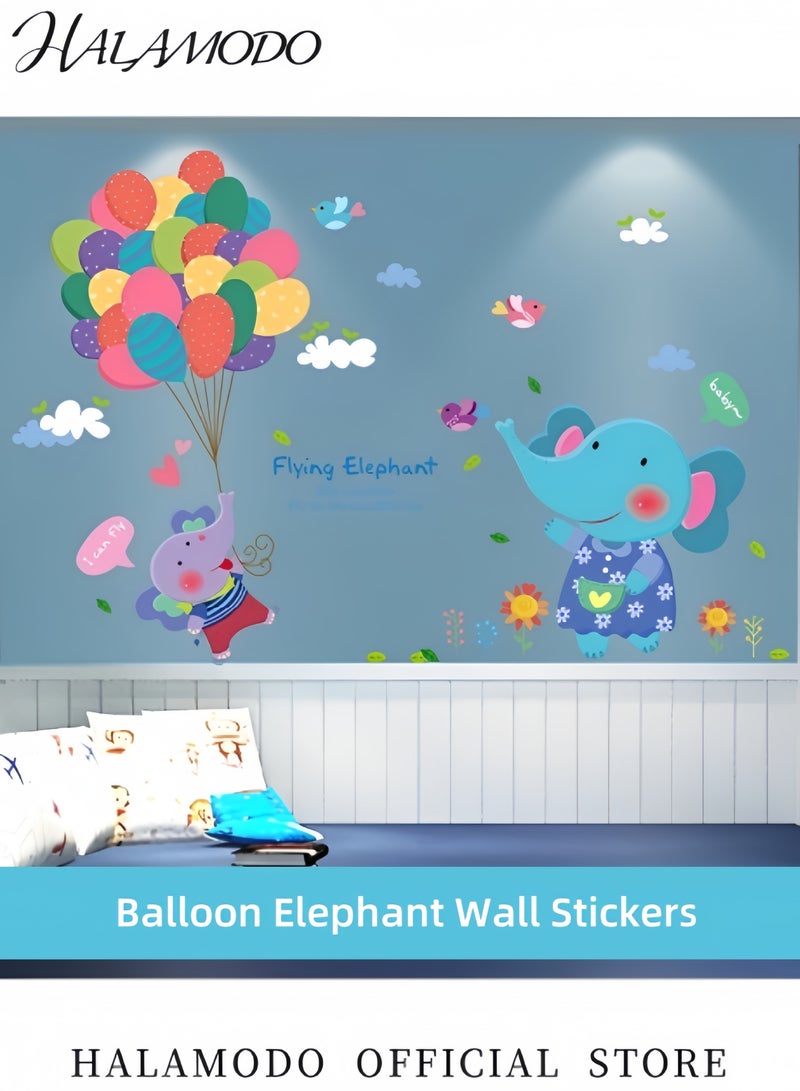 HALAMODO Kids' Wall Stickers with Elephant Pattern DIY Self-Adhesive Cartoon Decals Home Decor for Living Room & TV Background & Bedroom & Kids Room & Nursery - Image 2