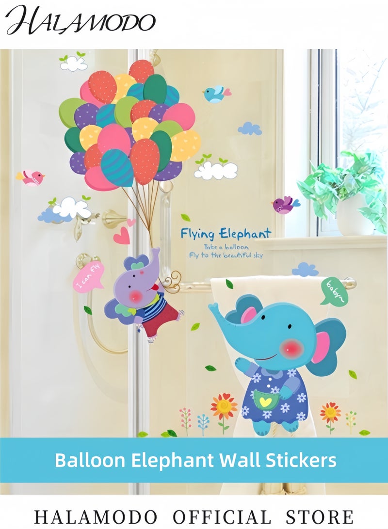 HALAMODO Kids' Wall Stickers with Elephant Pattern DIY Self-Adhesive Cartoon Decals Home Decor for Living Room & TV Background & Bedroom & Kids Room & Nursery - Image 4