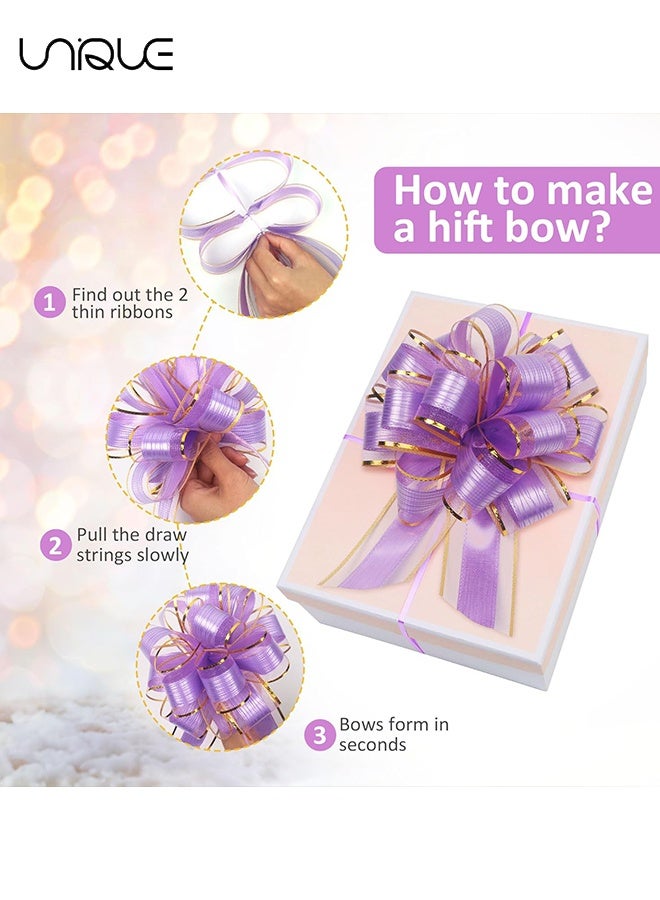 Unique 20 Pieces Pull Bow Wrapping - Ribbon Pull Bows, for Wedding Baskets, Multicolor Ribbon Bow to Wrap Box or Floral Decoration, 6 Inches Diameter (Purple) - Image 5