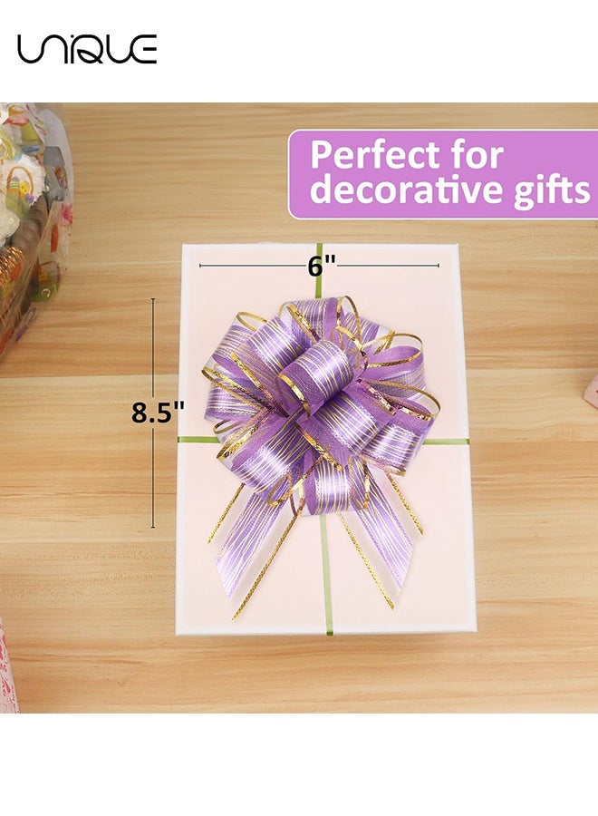 Unique 20 Pieces Pull Bow Wrapping - Ribbon Pull Bows, for Wedding Baskets, Multicolor Ribbon Bow to Wrap Box or Floral Decoration, 6 Inches Diameter (Purple) - Image 2