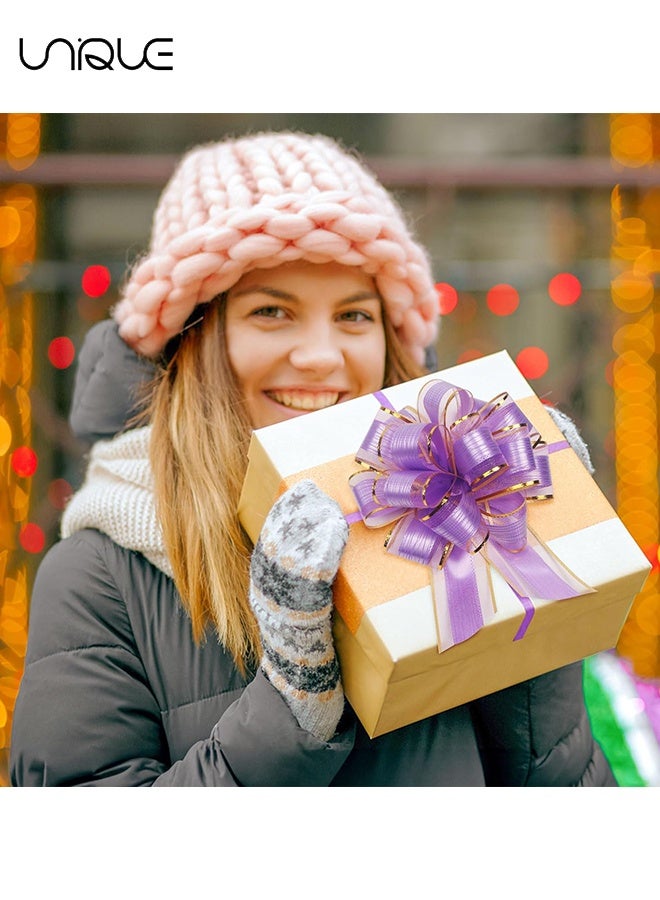 Unique 20 Pieces Pull Bow Wrapping - Ribbon Pull Bows, for Wedding Baskets, Multicolor Ribbon Bow to Wrap Box or Floral Decoration, 6 Inches Diameter (Purple) - Image 4
