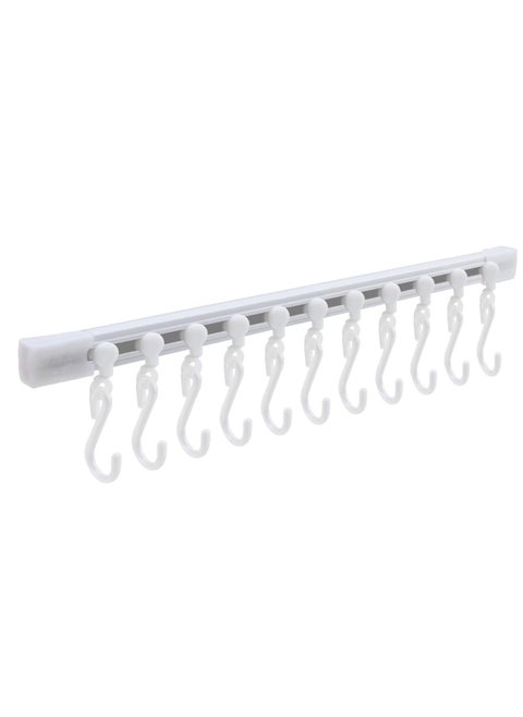 Kitchen Utensil Hanging Rrack - Hooks for Kitchen Utensils, No Drilling Wall Mounted Utensil Holder, 30cm with 10 Hooks Hanger for Kitchen Bathroom