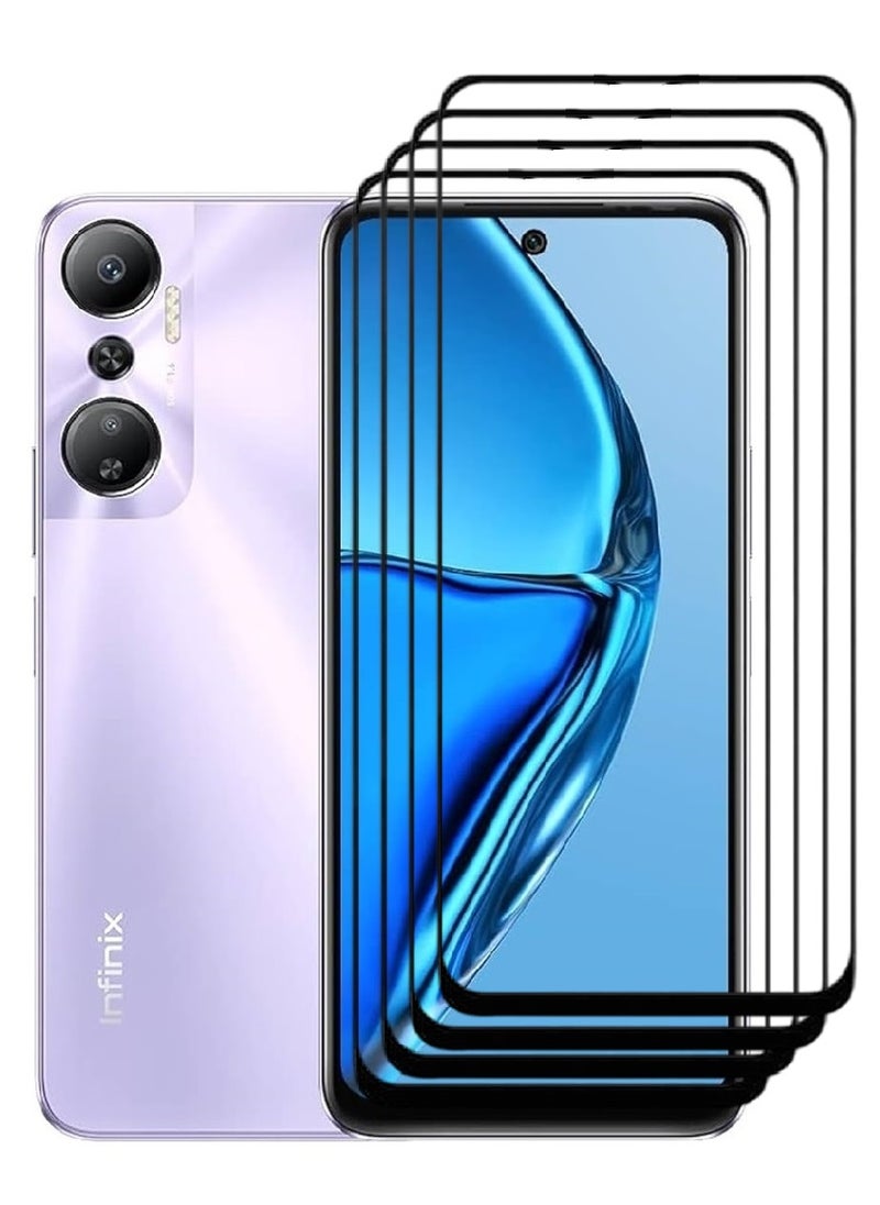 AINA 4 Pieces Tempered Glass Screen Protector 5D Designed For Infinix Hot 20 Full Glue Edge to Edge Full Screen Coverage And Bubble Free - Image 1