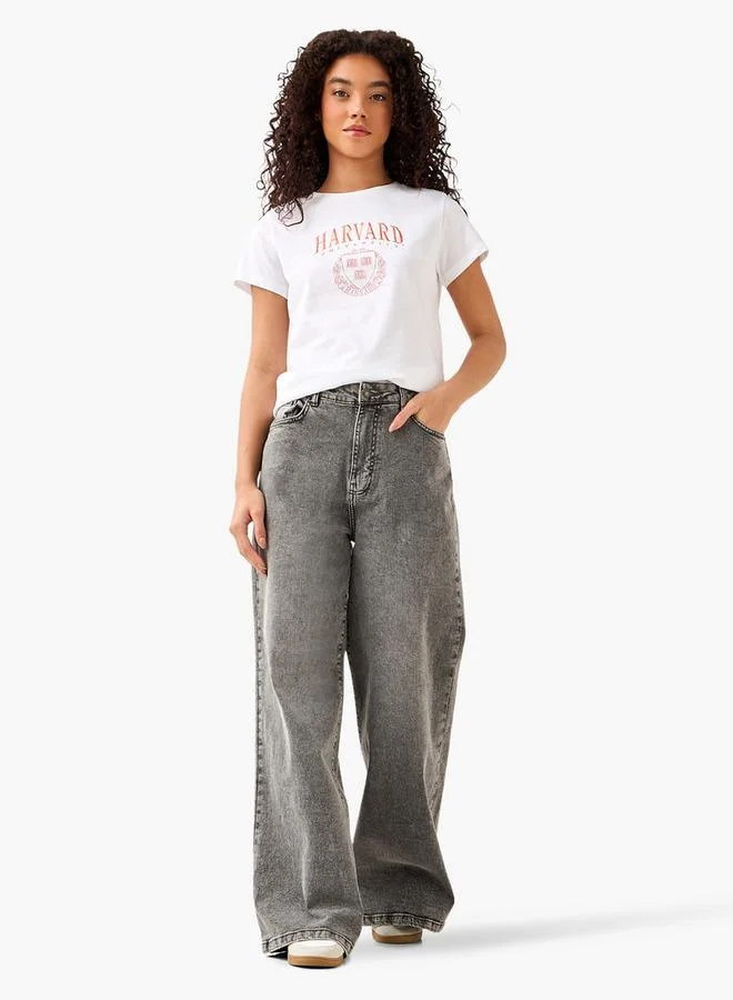 SP Characters Cotton T-shirt with Harvard University Embroidery