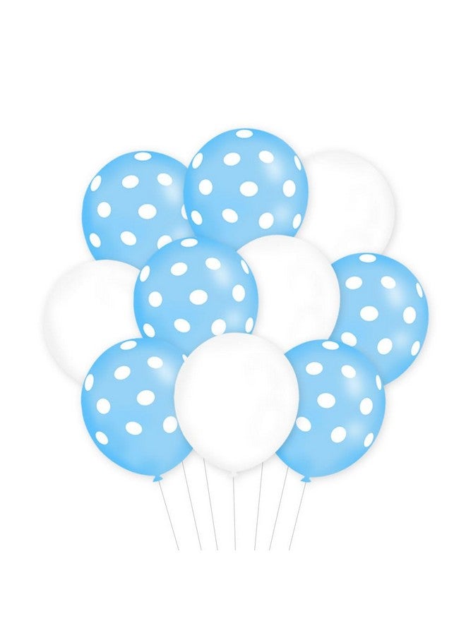 AnnoDeel 50 pcs White Blue Polka Dot Latex Balloons, 12inch White and Blue Polka Dot Balloon for Boys Baby Shower Birthday Wedding Anniversary Party Decoration - Image 1