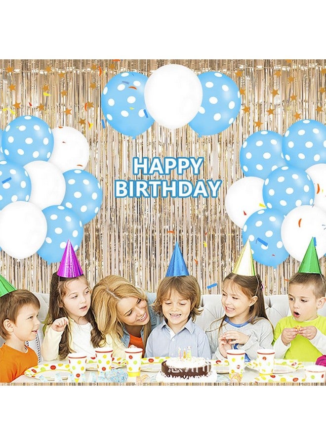 AnnoDeel 50 pcs White Blue Polka Dot Latex Balloons, 12inch White and Blue Polka Dot Balloon for Boys Baby Shower Birthday Wedding Anniversary Party Decoration - Image 3