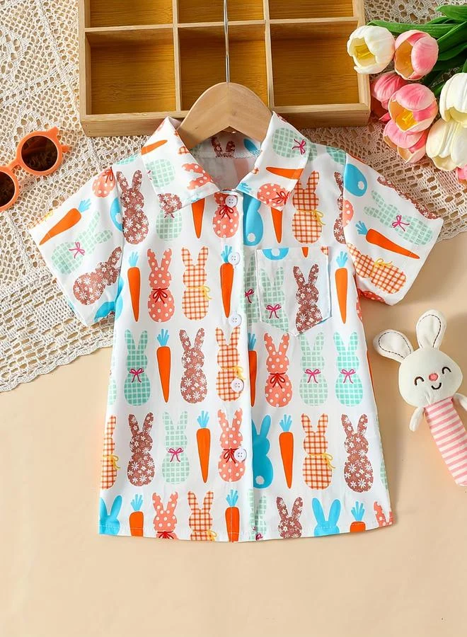 Take Two Kids Easter Bunny and Carrot Print Shirt