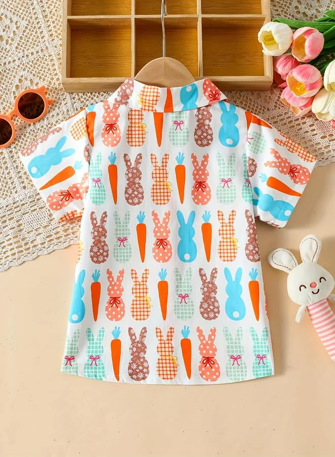 Take Two Kids Easter Bunny and Carrot Print Shirt