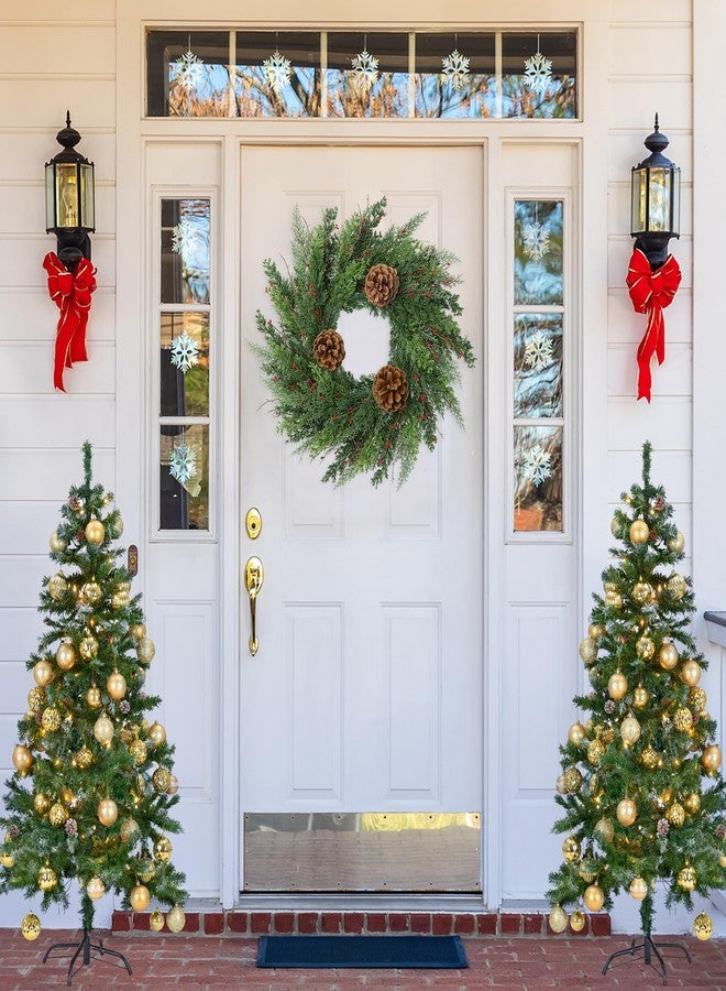 Sggvecsy 22’’ Real Touch Norfolk Pine Wreath Artificial Christmas Green Cedar Wreath for Front Door with Pinecones Christmas Decorations for Winter Farmhouse Wall Indoor Outdoor Home Holiday Xmas Decor - Image 2