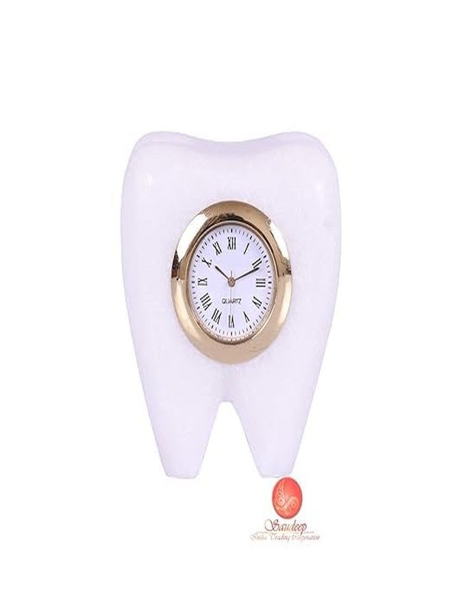 IMAGICART Tooth Shape Marble Table Clock (Dentist Clock) - Unique Design Decorative Showpiece, for Dentists, Stylish and Functional Home Decor, Ideal for Clinics and Offices - Image 2