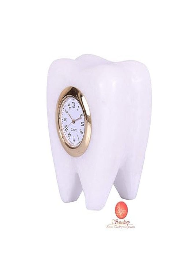 IMAGICART Tooth Shape Marble Table Clock (Dentist Clock) - Unique Design Decorative Showpiece, for Dentists, Stylish and Functional Home Decor, Ideal for Clinics and Offices - Image 3