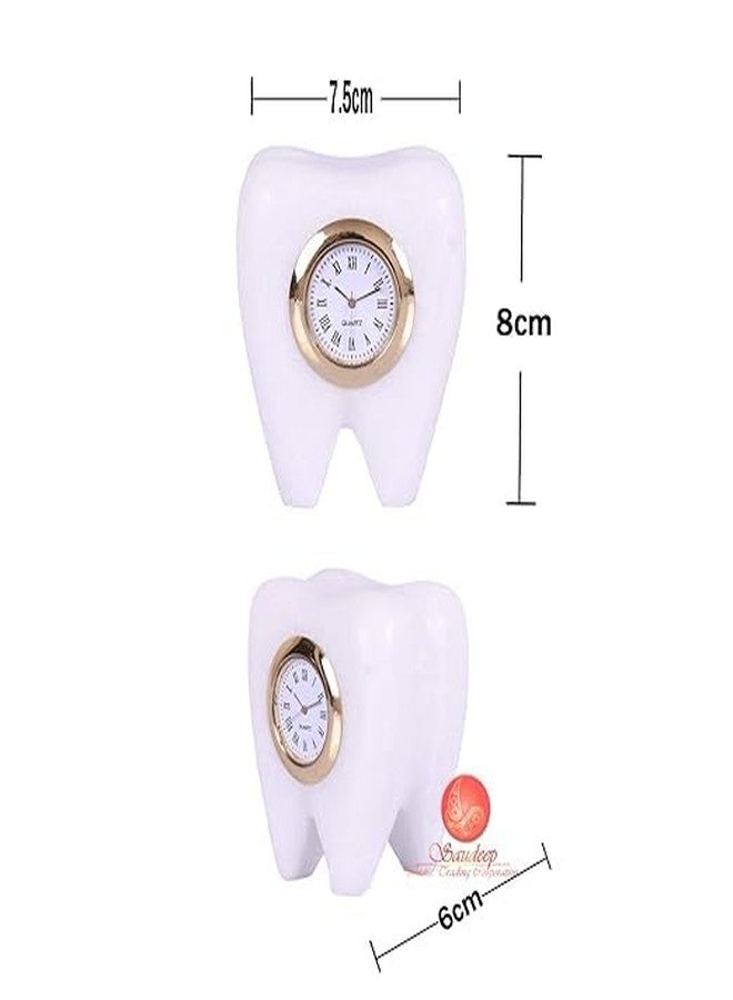 IMAGICART Tooth Shape Marble Table Clock (Dentist Clock) - Unique Design Decorative Showpiece, for Dentists, Stylish and Functional Home Decor, Ideal for Clinics and Offices - Image 4