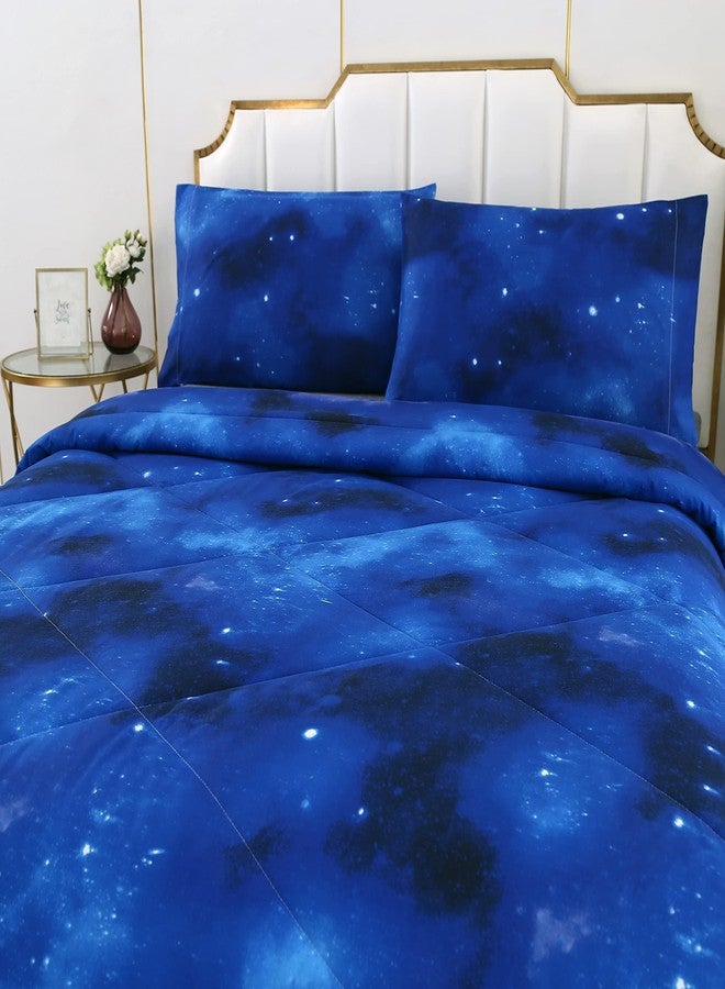 SDIII 3PCS Blue Galaxy Comforter Set Twin, Soft Microfiber Lightweight Space Comforter Twin, Galaxy Bedding Quilt Set for Boys Girls Kids and Teens - Image 3