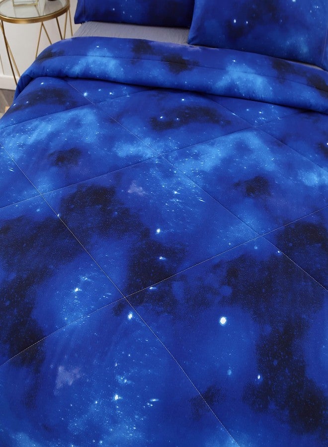 SDIII 3PCS Blue Galaxy Comforter Set Twin, Soft Microfiber Lightweight Space Comforter Twin, Galaxy Bedding Quilt Set for Boys Girls Kids and Teens - Image 4