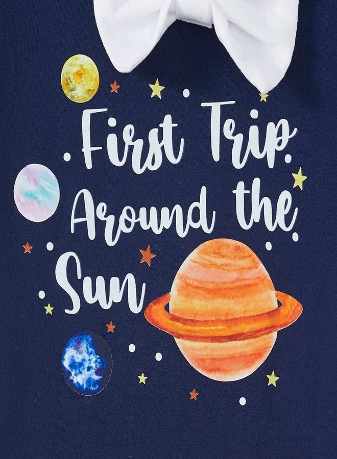 Okbebe Baby Boy First One Year Old Space Birthday Outfit Infant First Trip Around The Sun Space Birthday Clothes (Dark Blue, 18M) - Image 4
