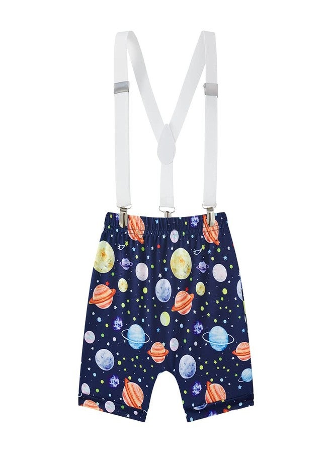 Okbebe Baby Boy First One Year Old Space Birthday Outfit Infant First Trip Around The Sun Space Birthday Clothes (Dark Blue, 18M) - Image 3