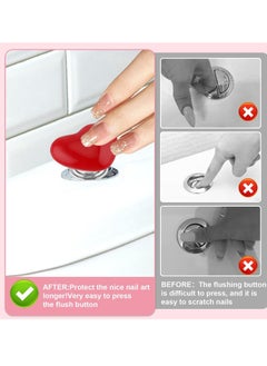 Generic 4 Toilet Tank Buttons, Heart-Shaped Toilet Press Long Nails For Women (Color)  - Image 3