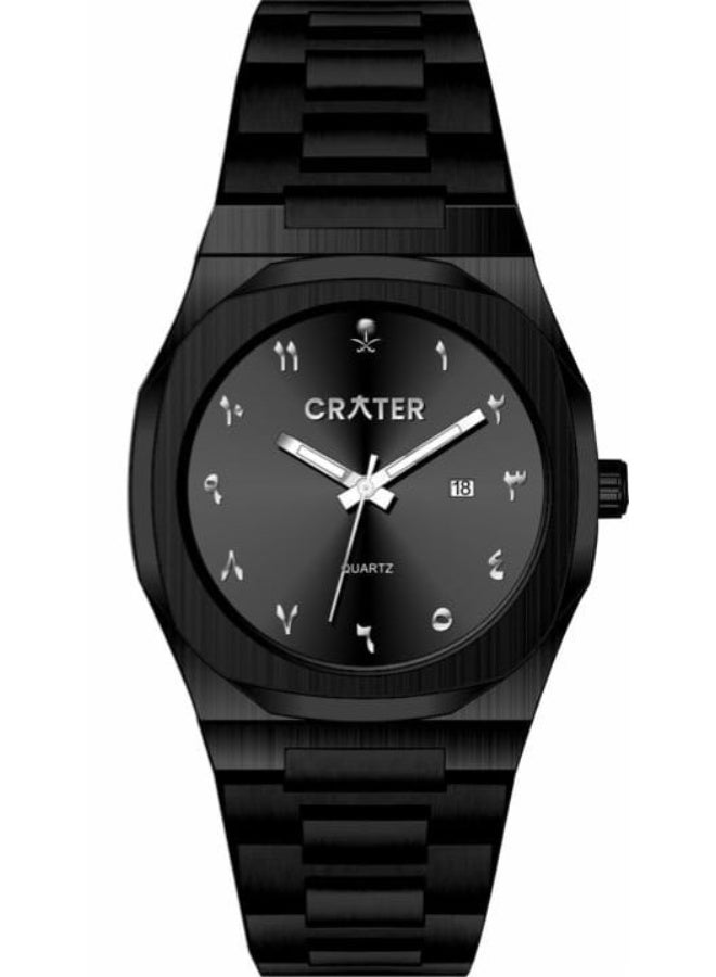 كريتر  ساعة كريتر (CRATER) للرجال – تصميم ملكي فاخر من الستانلس ستيل، مينا كلاسيكي مع عرض التاريخ، مقاومة للماء – تشمل علبة الماركة (أسود /أسود ). - Image 1