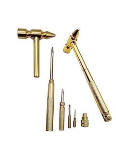 GLOSSOM 5 in 1 Small Hammer Small Round Hammer Multifunctional Copper Hammer Screwdriver with Bottle Opener Musical Acessories Toolkit and Screwdriver Hand Repairing Tools Multi Color Pack of 1