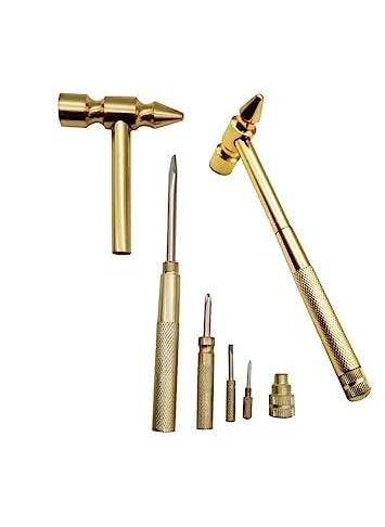GLOSSOM GLOSSOM 5 in 1 Small Hammer Small Round Hammer Multifunctional Copper Hammer Screwdriver with Bottle Opener Musical Acessories Toolkit and Screwdriver Hand Repairing Tools Multi Color Pack of 1  - Image 1