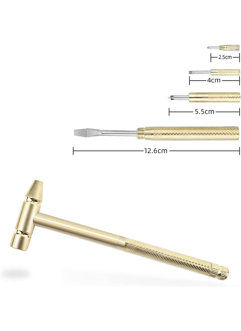 GLOSSOM GLOSSOM 5 in 1 Small Hammer Small Round Hammer Multifunctional Copper Hammer Screwdriver with Bottle Opener Musical Acessories Toolkit and Screwdriver Hand Repairing Tools Multi Color Pack of 1  - Image 5