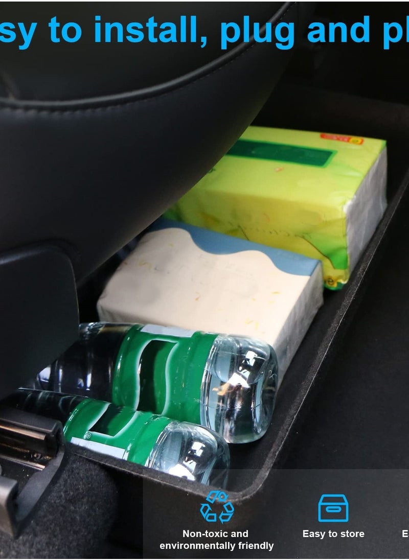 Under Seat Storage Box Organizer Tray for Tesla Model Y 2022 2021 2016-2020, Compatible with Tesla Model Y Accessories, Hidden Tray Under Car Seat Storage (Original Felt Texture)