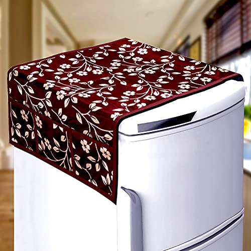 KANUSHI Industries® Fridge Covers/Refrigerator Cover + 1 Pc Microwave/Oven Cover for Top (Color- Maroon)(Copy-FRI+Micro-Maroon-Raj) - Image 2