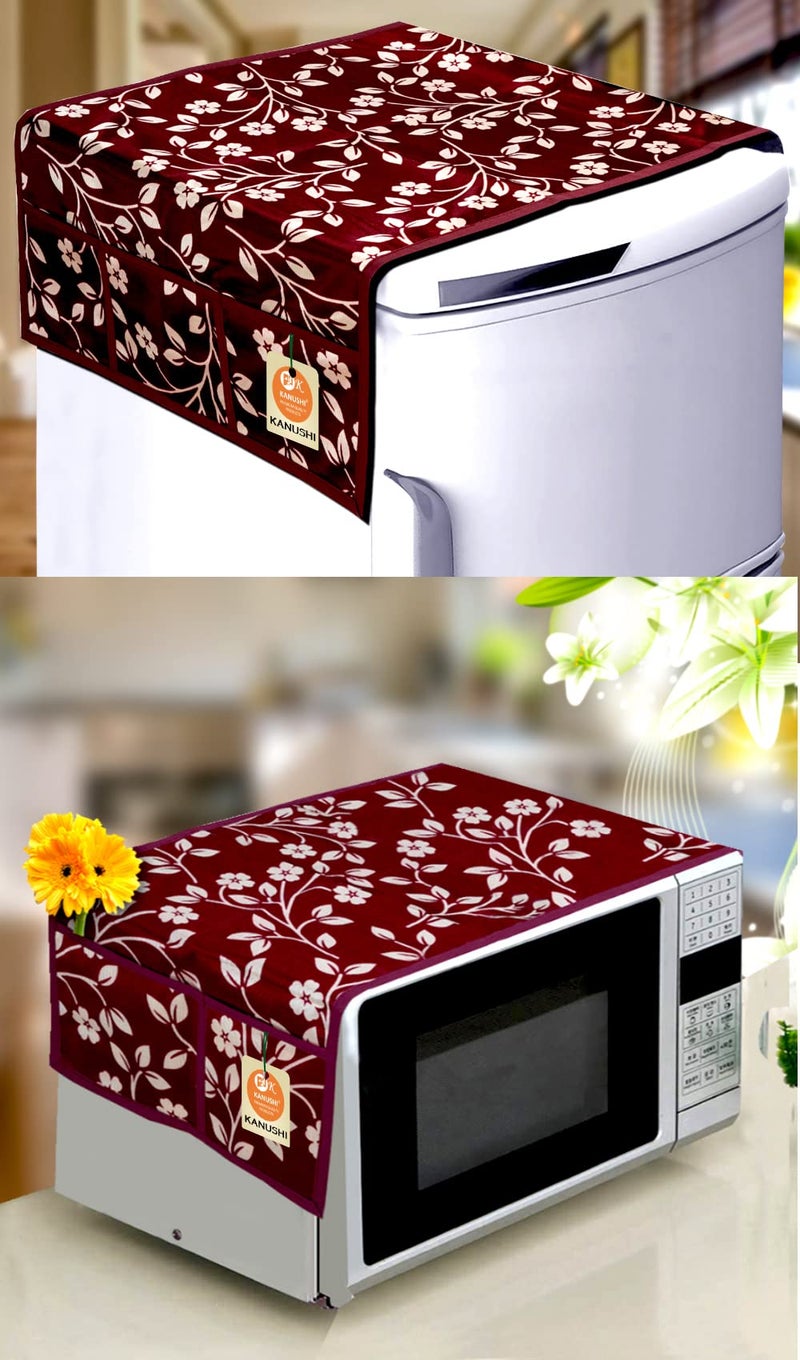 KANUSHI Industries® Fridge Covers/Refrigerator Cover + 1 Pc Microwave/Oven Cover for Top (Color- Maroon)(Copy-FRI+Micro-Maroon-Raj) - Image 5