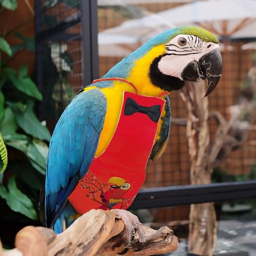 XQIGI Bird Diaper Washable Parrot Diapers Reusable Bird Flight Suit Nappies Protective Breathable Parrot Nappy Clothes for Parakeet Macaw Budgie Canary Budgie Cockatiel(Red, Large) - Image 1