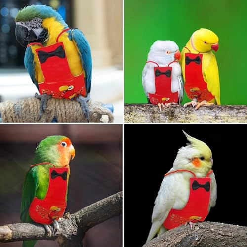XQIGI Bird Diaper Washable Parrot Diapers Reusable Bird Flight Suit Nappies Protective Breathable Parrot Nappy Clothes for Parakeet Macaw Budgie Canary Budgie Cockatiel(Red, Large) - Image 2