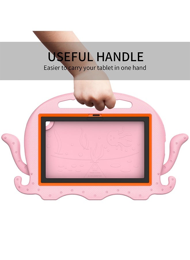 SUNDAREE جراب تابلت لجهاز سامسونج جالاكسي تاب A9 مقاس 8.7 بوصة، غطاء واقٍ خفيف الوزن ومقاوم للصدمات ومتين مع مسند للأطفال والبنات، أخطبوط وردي - Image 4
