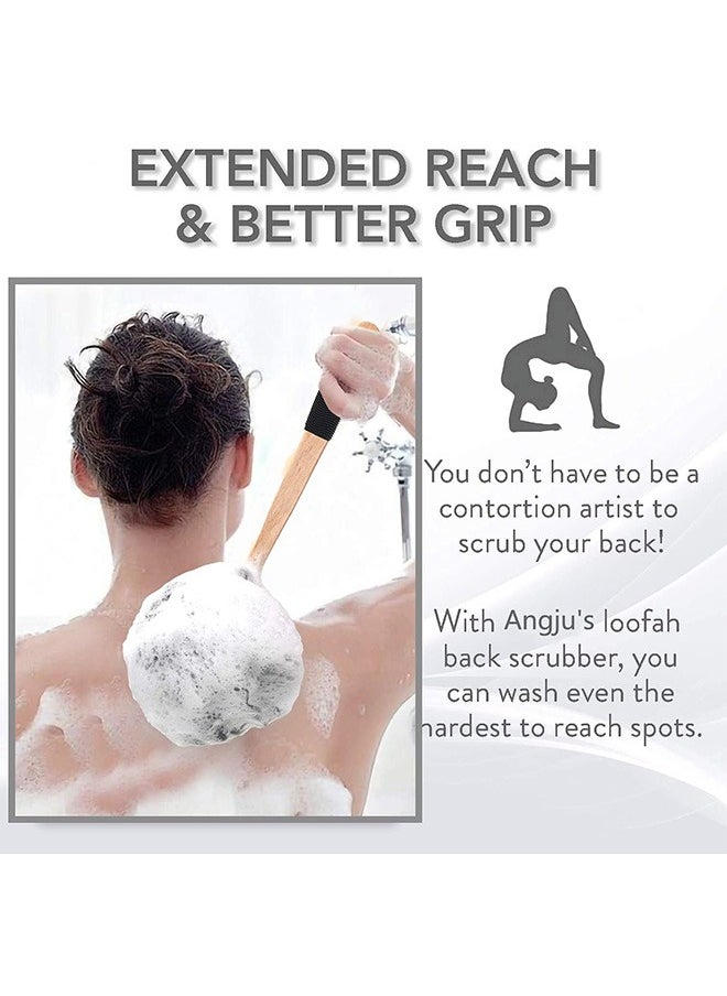 Garlo - Loofah Back Scrubber with Bamboo Charcoal ,Loofah Sponge with Long Handle for Shower | Exfoliating Luffa Bath Sponge for Body & Back - Image 1