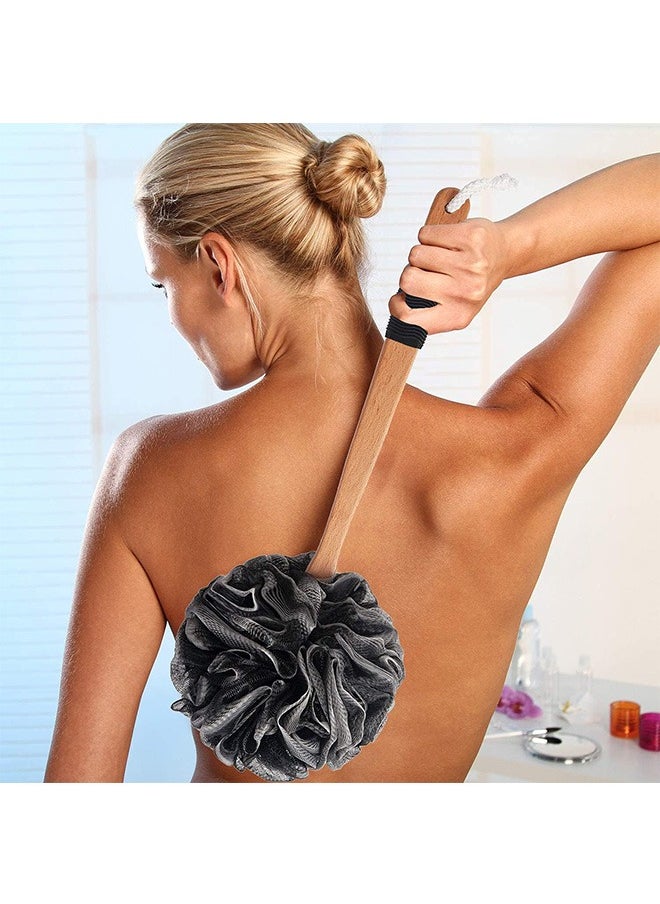 Garlo - Loofah Back Scrubber with Bamboo Charcoal ,Loofah Sponge with Long Handle for Shower | Exfoliating Luffa Bath Sponge for Body & Back - Image 1