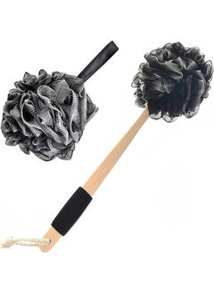 Garlo Loofah Back Scrubber with Bamboo Charcoal ,Loofah Sponge with Long Handle for Shower | Exfoliating Luffa Bath Sponge for Body & Back  - Image 1