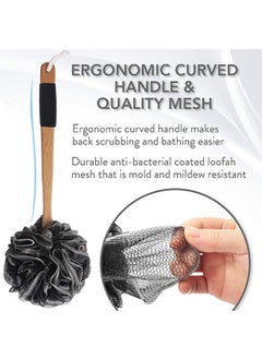 Garlo Loofah Back Scrubber with Bamboo Charcoal ,Loofah Sponge with Long Handle for Shower | Exfoliating Luffa Bath Sponge for Body & Back  - Image 5