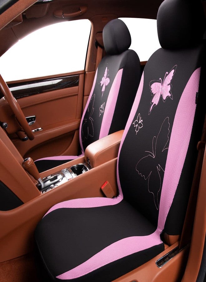 Flying Banner Butterfly car seat Covers ful Set Fashion Universal Lady Woman Female Rear Bench Split Colorized (Pink, Full Set - Lace) - Image 3