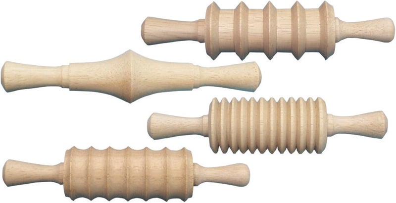 Creativity Street Wooden Clay Rolling Pins Set of 4 with Various Patterns - Image 1