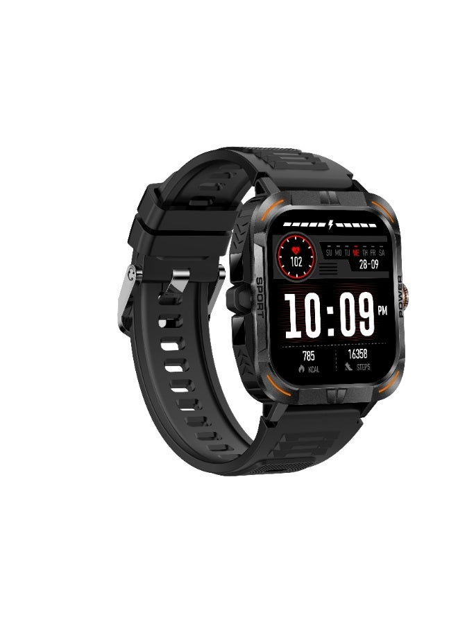 ساعة ذكية للرجال باللون الأسود، شاشة AMOLED مقاس 1.97 بوصة، تدعم الاتصال عبر البلوتوث، ومراقبة النوم، ومتوافقة مع أنظمة Android وiOS، وأكثر من 100 وضع رياضي، عداد الخطوات، ومقاومة للماء IP67. - Image 3