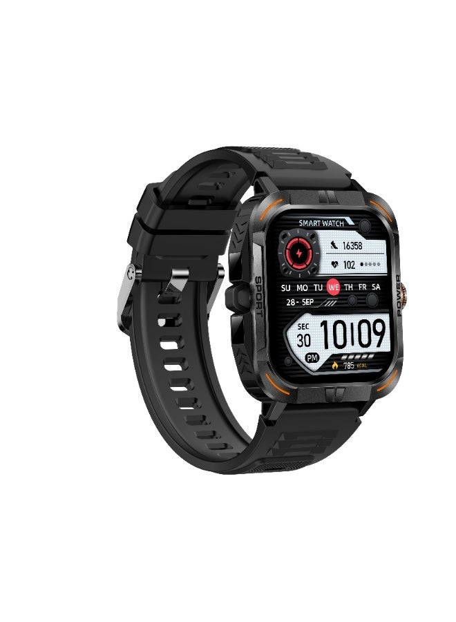 ساعة ذكية للرجال باللون الأسود، شاشة AMOLED مقاس 1.97 بوصة، تدعم الاتصال عبر البلوتوث، ومراقبة النوم، ومتوافقة مع أنظمة Android وiOS، وأكثر من 100 وضع رياضي، عداد الخطوات، ومقاومة للماء IP67. - Image 4