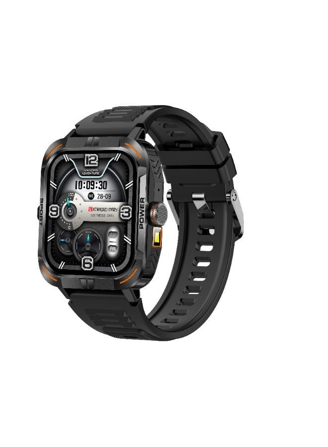 ساعة ذكية للرجال باللون الأسود، شاشة AMOLED مقاس 1.97 بوصة، تدعم الاتصال عبر البلوتوث، ومراقبة النوم، ومتوافقة مع أنظمة Android وiOS، وأكثر من 100 وضع رياضي، عداد الخطوات، ومقاومة للماء IP67. - Image 2
