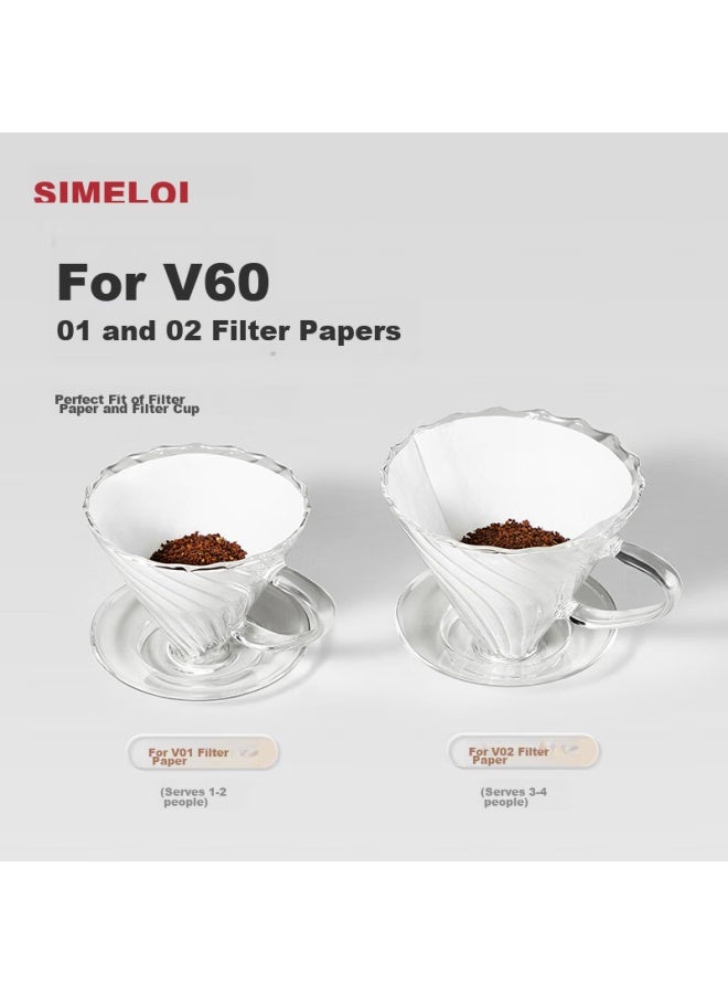 Simelo Pour-over Coffee Dripper, Coffee Pot, Glass Drip Coffee Filter, V60 Storm Pattern Glass Filter Cup 02 - Image 5