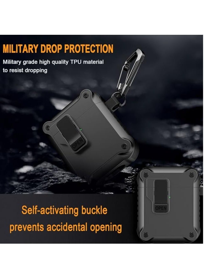 Airpods pro earphone case with automatic safety lock clip, hard shell full body case, with Apple Airpods pro wireless charging case - Image 3