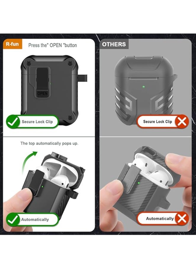 Airpods pro earphone case with automatic safety lock clip, hard shell full body case, with Apple Airpods pro wireless charging case - Image 2