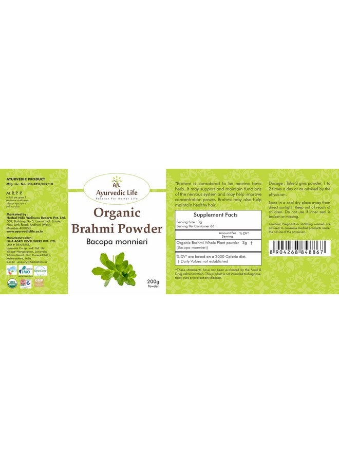 AL Ayurvedic Life Organic Brahmi Powder 200 Gms Brahmi Powder Hair Brahmi Powder Eating - Image 2