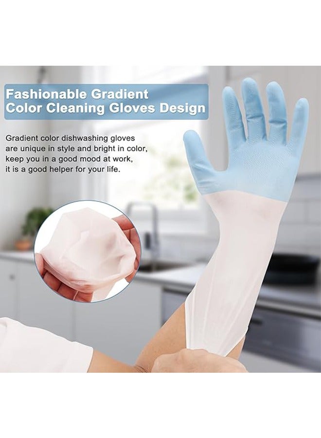 3 Pair Household Cleaning Gloves , Reusable Kitchen Dishwashing Gloves with Silicone material, Waterproof, Non Slip, Rubber Cleaning Gloves,  Dishwashing Gloves, Gradient Blue Color Kitchen Gloves for Hand and Finger Health Protection - Image 3