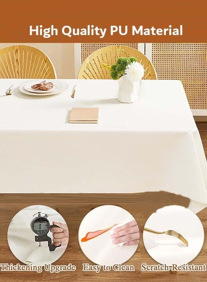 إيليلي مفرش طاولة من جلد الحمل، مقاس 140*200 سم، مقاوم للماء، مقاوم للتجاعيد، غطاء مكتب مقاوم للماء والزيت لغرفة الطعام - Image 3