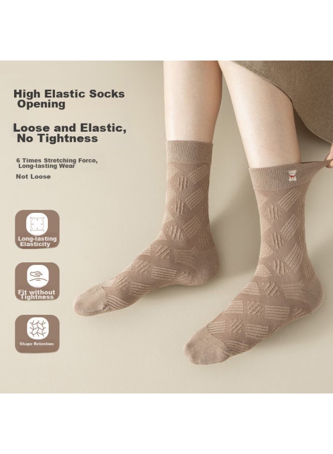 MIIOW Maoren 5 Pairs Of Women's Socks, Summer Thin Embroidered Mid-calf Socks, Popular -style Cute Student Socks, Floor Socks - Image 5