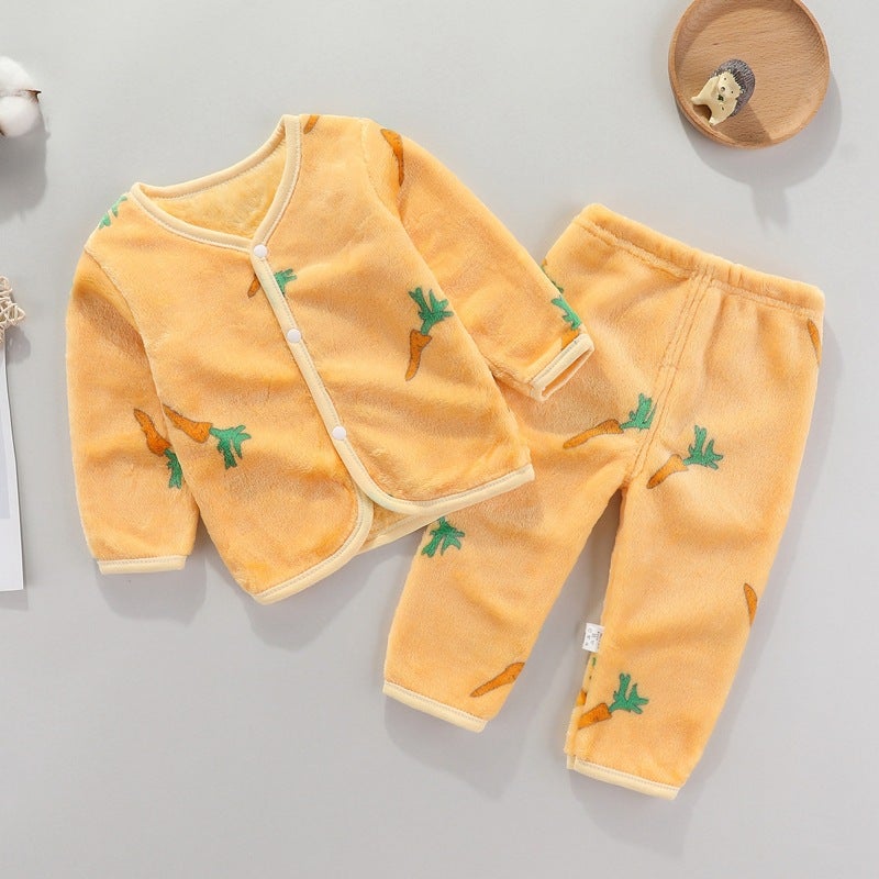 Infant Flannel Warm Cardigan Set for Autumn/Winter Blue Lamb - Image 5