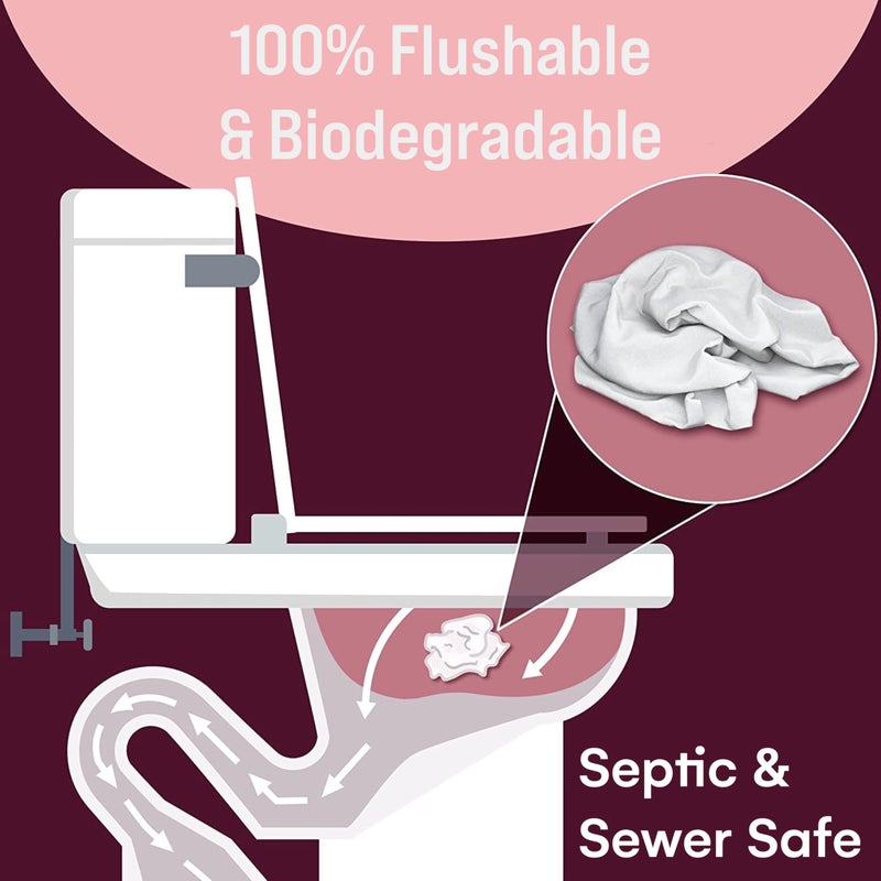 BOOTY WIPES Flushable Wipes for Women - 80-Count Wet Wipes for Adults - pH-Balanced Feminine Wipes with Vitamin E and Aloe - Gentle Feminine Hygiene Body Wipes - No Fragrance Large Toilet Wipes - Image 5